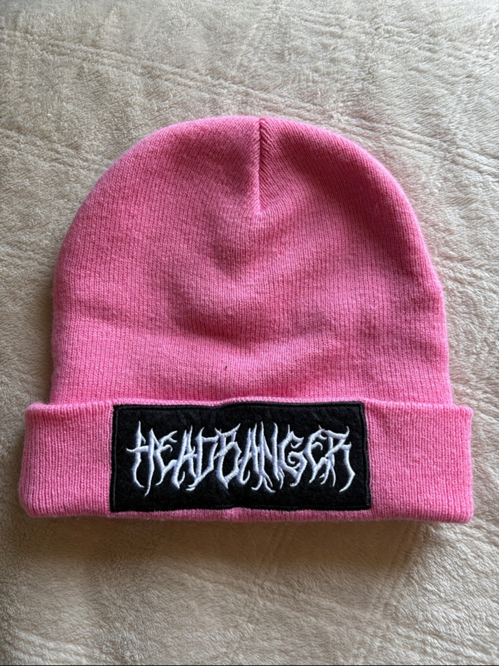 HEADBANGER Beanie Hat with Script Patch